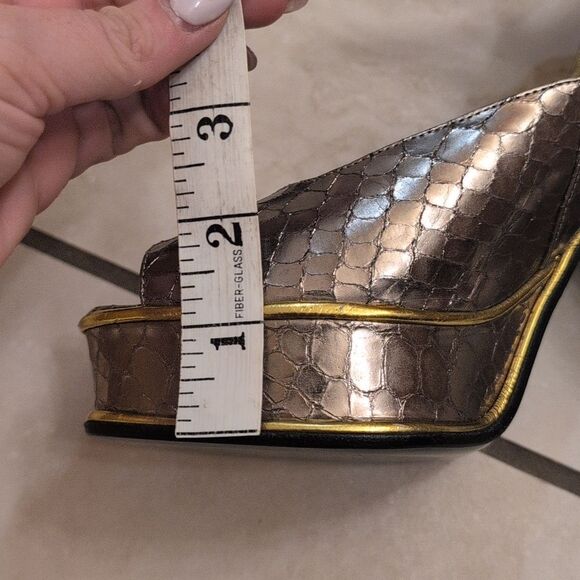 Dries Van Noten Heels Louis IV Modern Snake Print Platform Pewter Silver EU 39 - Picture 4 of 15